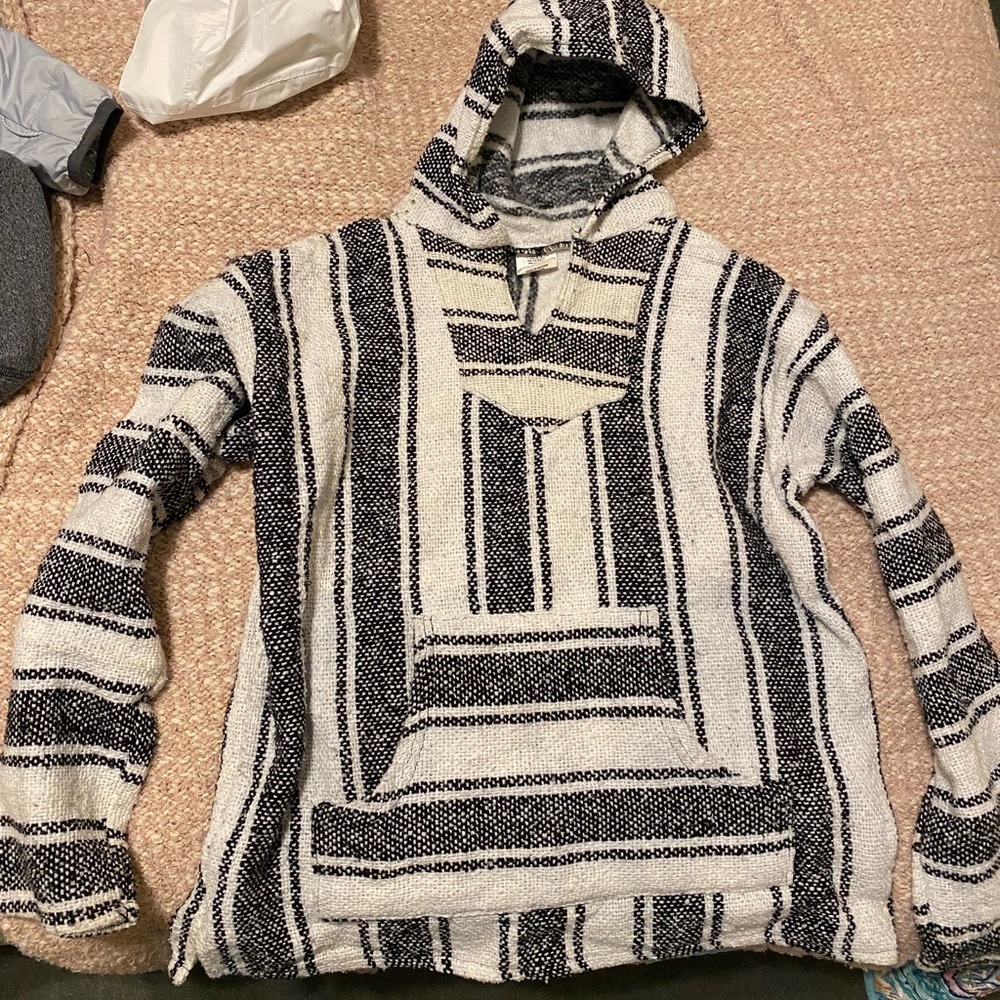 Medium black and white drug rug hoodie